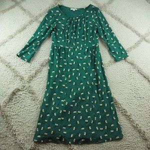 Boden Pimlico Floral Jersey Dress Womens 4P Green Flower